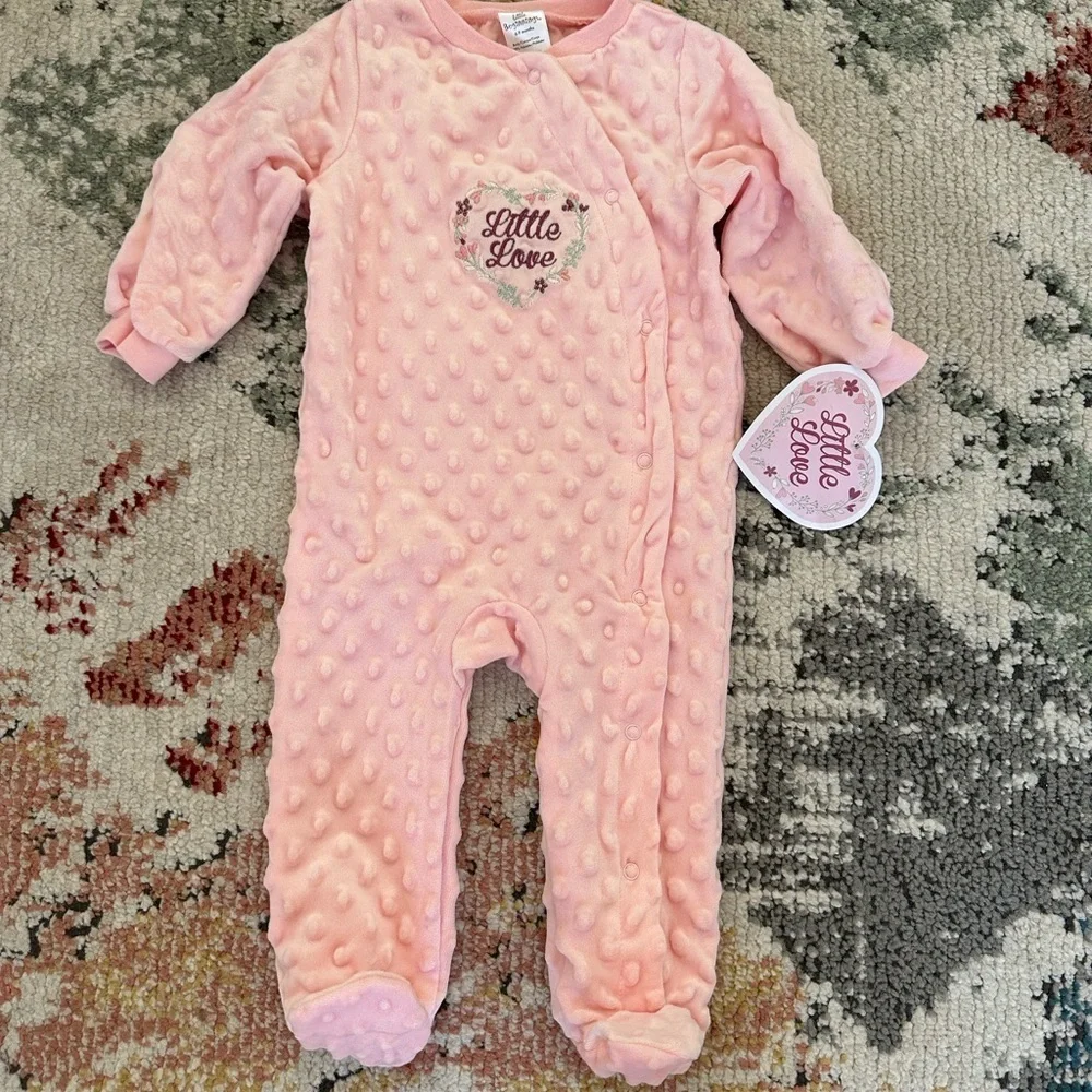 New Little Beginnings ‘Little Love’ Girl Soft Luxury snap footies sleep &Play